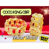 Wing Sing 9mm Coco King CBR Cincin Belah Rotan lebar Besar Fesyen Tulen Emas 916 / 916 Gold Ring