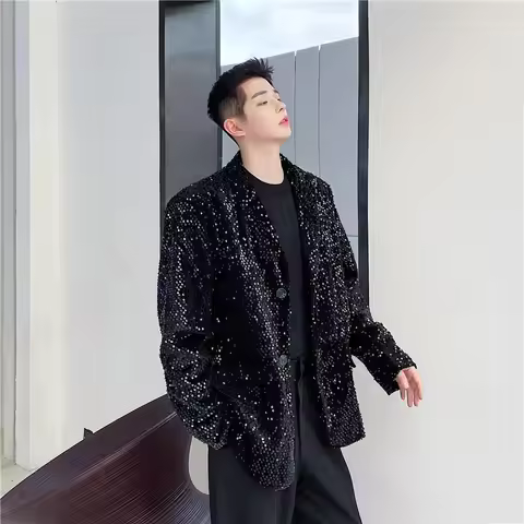 Male Shiny Blazers 2024 Spring jacket men Stylish Sequin Decor Blazer For Men Suit Jackets Dazzling 