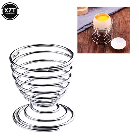 2pcs Stainless Steel Boiled Egg Cups Stand Rack Eggs Spring Holder Kitchen Cooking Tool Holder Cooki
