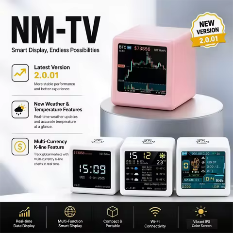 Hashrate1060KH/s NM-TV ESP32 BTC Solo Lottery Miner for computer nerd gift home silent Desktop Clock