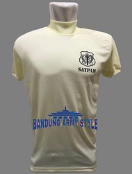 kaos satpam terbaru cream.kaos security cream /kaos satpam putih / kaos kerah tinggi satpam cream