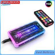 FunsLane Coolmoon RGB Remote Controller Dc12v 5a Led Smart Fan Controller With 10pcs 6-pin Fan Ports 2pcs 4-pin Light Bar Ports