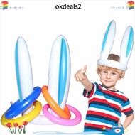 DEALSHOP Ring Toss Game, Colorful Bunny Ears Shape Inflatable Bunny Ears, Fun PVC Ring Toss Set East