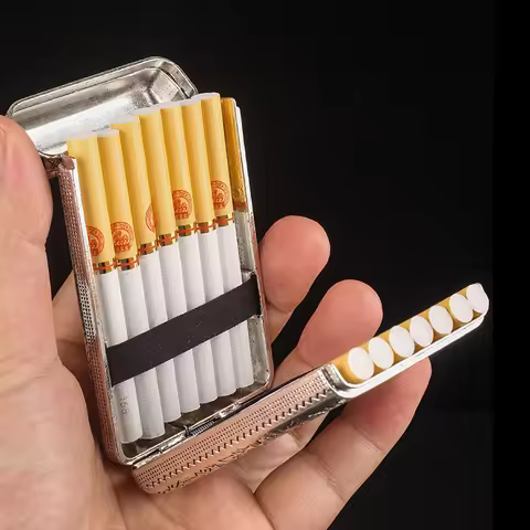 Hand-carved Retro Metal Cigarette Case for 14 Cigarettes Portable Peaky Blinders Shelby Same Style C