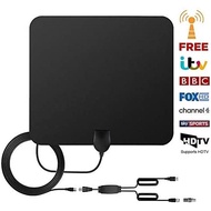 (White) Indoor TV Aerial, Freeview Aerial Indoor 50+ Miles Range Digital TV  Antenna,4K 1080P TV Ind