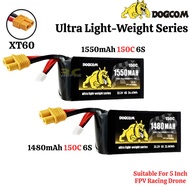 Dogcom 6S 1480mAh 1550mAh 150C 22.2V Ultra Light-Weight Series LiPo Battery With XT60 Plug DCM-Ultra