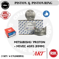 ART MITSUBISHI PROTON MIVEC 4G93 (81MM) JAPAN PISTON &amp; PISTON RING SET MI4G60W (4PCS)