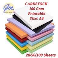 CARDSTOCK A4 Size 160gsm 100 sheets/ 50 sheets / 20 sheets Assorted Matte Paper for sticky note Art 