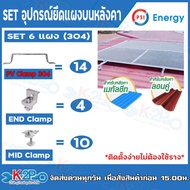 PSI ชุดจับยึดหลังคาเมทัลชีท และ กระเบื้องลอนคู่ PV Clamp สแตนเลส 304 END Clamp MID Clamp ใช้แทนรางโซ