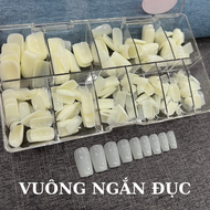 Móng úp tay vuông ngắn HSM Móng tay giả úp dẻo vuông loại sịn hộp 500 móng