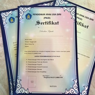 Cetak Piagam keLulusan ISI 5 pcs untuk paud / Tk / RA / STSB Paud / sertifikat Paud Tk
