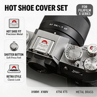 Camera Hot Shoe Cover Shutter Button Set Metal Brass Retro Decor for Fujifilm Accessories X100VI X10