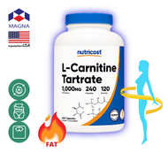 นูทรีคอสท์ แอล-คาร์นิทีน 1000 mg/s แคปซูล Nutricost L-Carnitine /กินร่วมกับ แอปเปิ้ลไซเดอร์ บีซีเอเอ