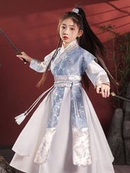 兒童花木蘭服裝女童漢服武俠風春秋古裝飛魚服霸氣cos演出服俠客