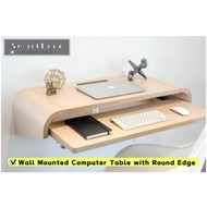 Wall Mounted Type Computer Table with HPL Laminate Surface Round Edge Modern Design Space Saver Furniture Home Office