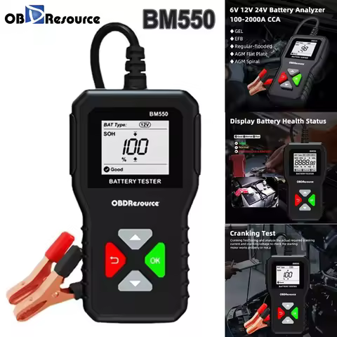 Car Battery Tester 100-2000 CCA Car Battery Tool 6V 12V 24V Car Battery Tester Car Battery Analyzer