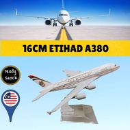 16cm Etihad Airbus A380 Diecast Metal Airplane Model Toy Aircraft Simulation Plane with Display Stan