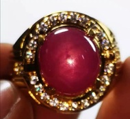 Natural Cincin Permata Red Ruby Star Fatkwa Burma Top Kristal
