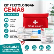 【现货】Emergency Kit 63pcs 13 Types First Aid Kit Travel Outdoor Home Car 急救包 beg kecemasan