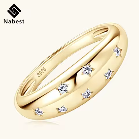 Nabest Design VVS1 D Color 3EX Moissanite Diamond Women Rings 925 Sterling Silver Chunky Ring Weddin