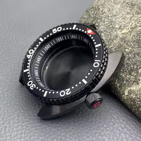44mm Black 6105 6309 Abalone Turtle Watch Case Crown at 3.0 Fits NH35 NH36 7S 4R Movement for Men Di