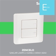 Schneider Electric ZENcelo Flat Switch 2 Gang 2 Way - E8432_2_WE_G3
