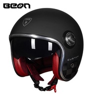 BEON Vintage Motorcycle Helmet 3/4 Helmet Double Lens Sun Blocker Open Face Helmet