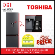 TOSHIBA GR-RB405WE-PMX(06S) 322L 2 DOOR BOTTOM MOUNTED FRIDGE WITH WATER DISPENSER (3 TICKS) +  2 YE