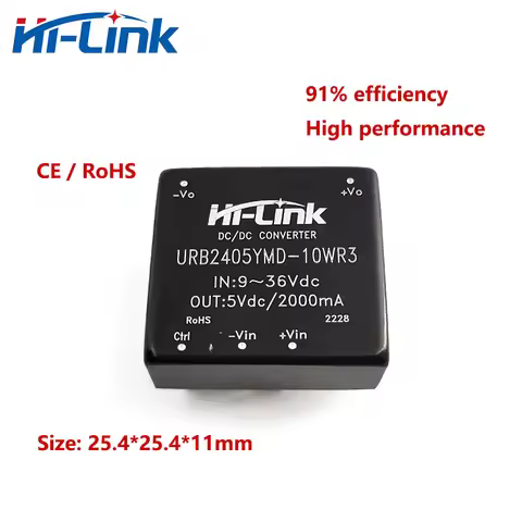 Free shipping Hi-Link URB2405YMD-10WR3 24VDC 5V 10W DC DC Replace HLK-10D2405A 4:1 wide voltage inpu