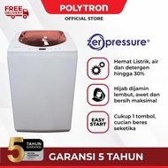 polytron mesin cuci otomatis new zeromatic 9kg paw90517 - white maroon