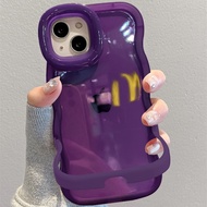 Simple iPhone Case, Solid Color Phone Case, Wavy Edge, Double Stand, Invisible Thai Version