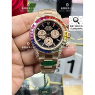 [Rainbow Di] Rolex Daytona Series Watch Rose Gold Gem Diamond Rainbow Di 4130 Movement/40mm Men's Bu