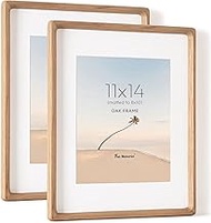 11x14 Picture Frame, USA-Sourced Oak Wood Photo Frame with HD Tempered Glass, Handcrafted Rounded Co