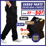 SELUAR POCKET 4655# CARGO PANTS KARGO SLACK SIX POCKETS SELUAR KERJA ENAM POKET HITAM BIRU GELAP BLA
