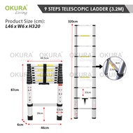 OKURA 16 Steps MULTI-PURPOSE High Quality Aluminium Folding LADDER Heavy Duty TANGGA