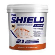 สีน้ำทาภายนอก ชนิดกึ่งเงา TOA SHIELD EXPERT SUPERIOR PREMIUM 2 IN 1 BASE C สีขาว 9 ลิตร (1267384)