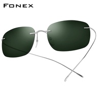 FONEX Titanium Rimless แว่นตากันแดดผู้ชาย2022ใหม่ Ultralight เกาหลีสไตล์ญี่ปุ่น Frameless สกรูสแควร์ Polarized Sun แว่นตาผู้หญิง F85694