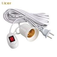 Licer Lamp Holder 2M/4M/7M/10M Extension Hanging Copper Cord with Switch E27 Socket Adapter US Plug
