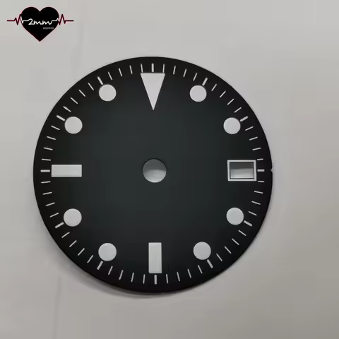 Watch Dial Matte black printing white color hour index lume green window date 3H with for NH34 Movem