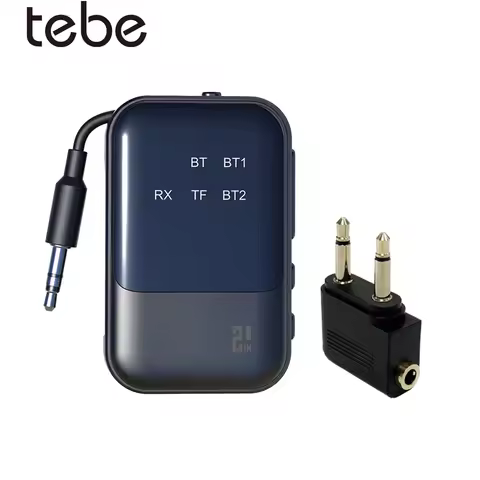 Tebe Airplane Bluetooth 5.4 Audio Receiver Transmitter Wireless Stereo Travel Music Adapter Dual Con
