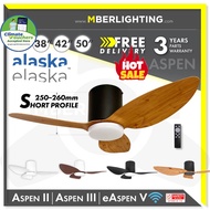 [ Quiet Fan ] ALASKA Aspen Smart Wifi Ceiling Fan with Optional 3Tone LED Light & Remote 38/42/50"