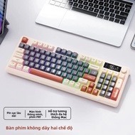 Bàn Phím Tiếng Nga Bluetooth Không Dây M96 Gaming PBT Capsule Chế Độ Kép Màn Hình Sói Miễn Phí