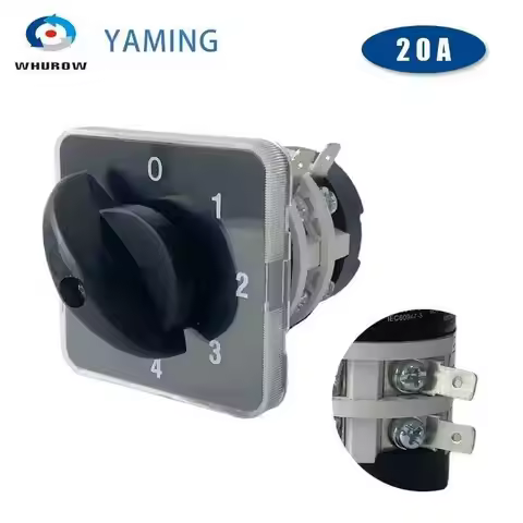 YMZ12-20/2 Rotary Cam Switch 0-4 Position 20A 2 Poles 8 Terminals Electrical Changeover Selector Mas