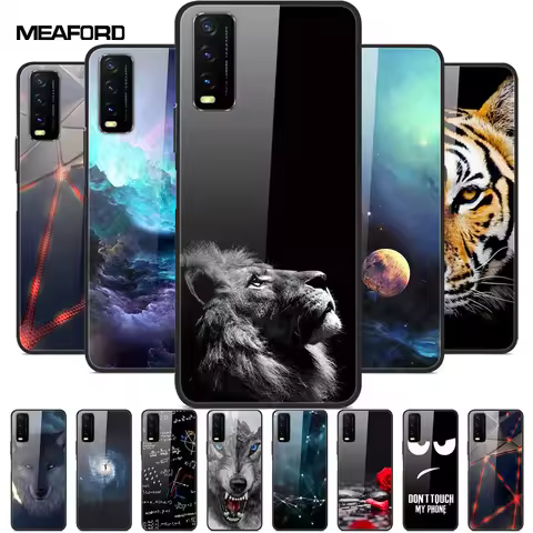 For Vivo V2027 Cases V2029 Y20i Y20s Y20 Tempered Glass Hard Phone Covers for Vivo Y20 Back Cases Pr