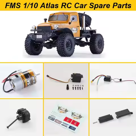 FMS 1/10 Atlas RC Car Part Brushed 550 Motor Waterproof 15kg Servo 40A ESC Decal Transmission Gear B