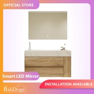 Rabdoge Bathroom Ceramic Wood Basin Cabinet With Smart LED Square Mirror