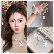 Seaside Resort Style Pearl Oyster Beaded Collarbone Necklace