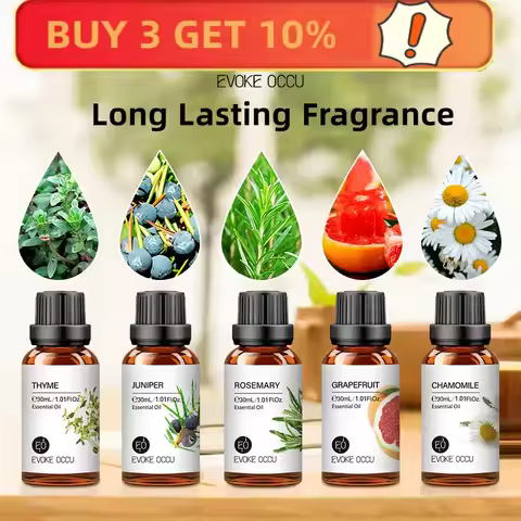 30ML Pure Jasmine Rose Mint Lavender Vanilla Essential Oil for Diffuser, Humidifier, Massage, Skin H