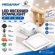 (SIRIM) MEGAMAN LED Recessed Downlight 4 5 6 8 Inch 9W 12W 15W 18W Driver On Board Rumah Lampu