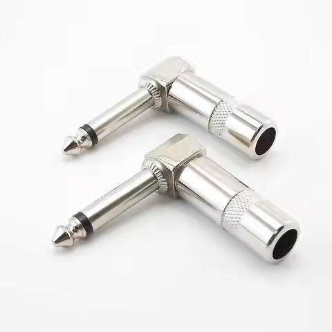 1/4 Inch 6.35mm 6.5mm male to female L-shape Jack Right Angle Male Mono Plug Connector 90 degree For